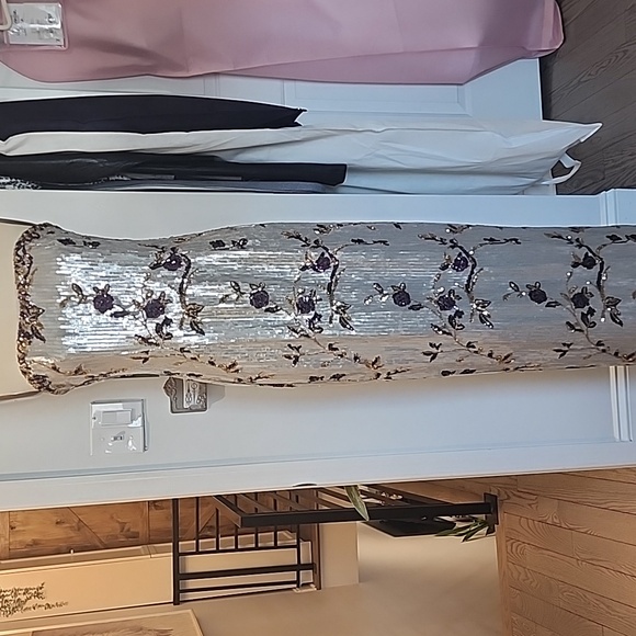 Betsy & Adam Silver Strapless Floral Gown - Picture 8 of 11